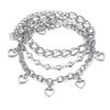 Fashion Heart Jewelry Light Luxury Love Anklet 3-Piece Creative Beach Anklet