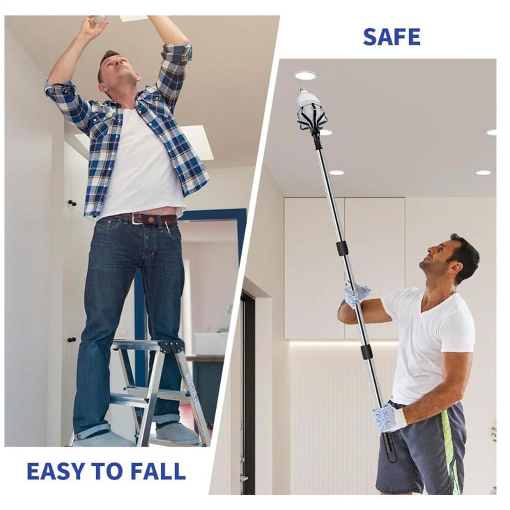 Light Bulb Changer 13FT Household Light Removal Tool With Basket And Suction Cup Telescopic Bulb Changer For Indoor Chandelier