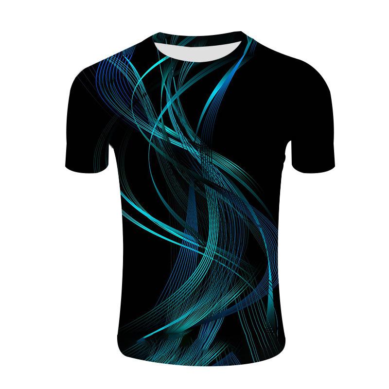 Summer 3D Digital Printed Men's Light Round Neck Pullover T-shirt Popular on The Streets Cities Shirt