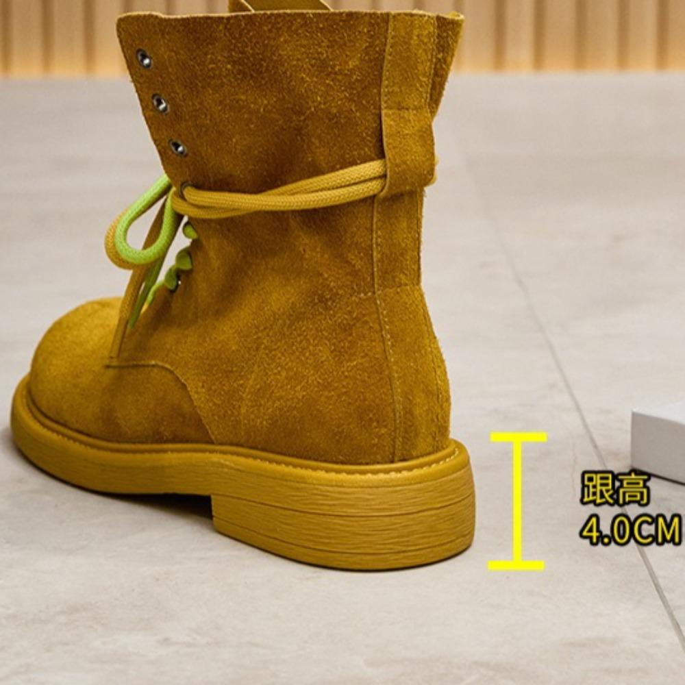 Boots for Women Cowhide Boots Women's 2026 European and American Style New Green Double Strap Motorcycle Boots Designer