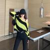 Pullover Off Shoulder Striped Sweater Mode Lockerer und fauler Strickpullover Mantel Damen Langarmshirt Herbst