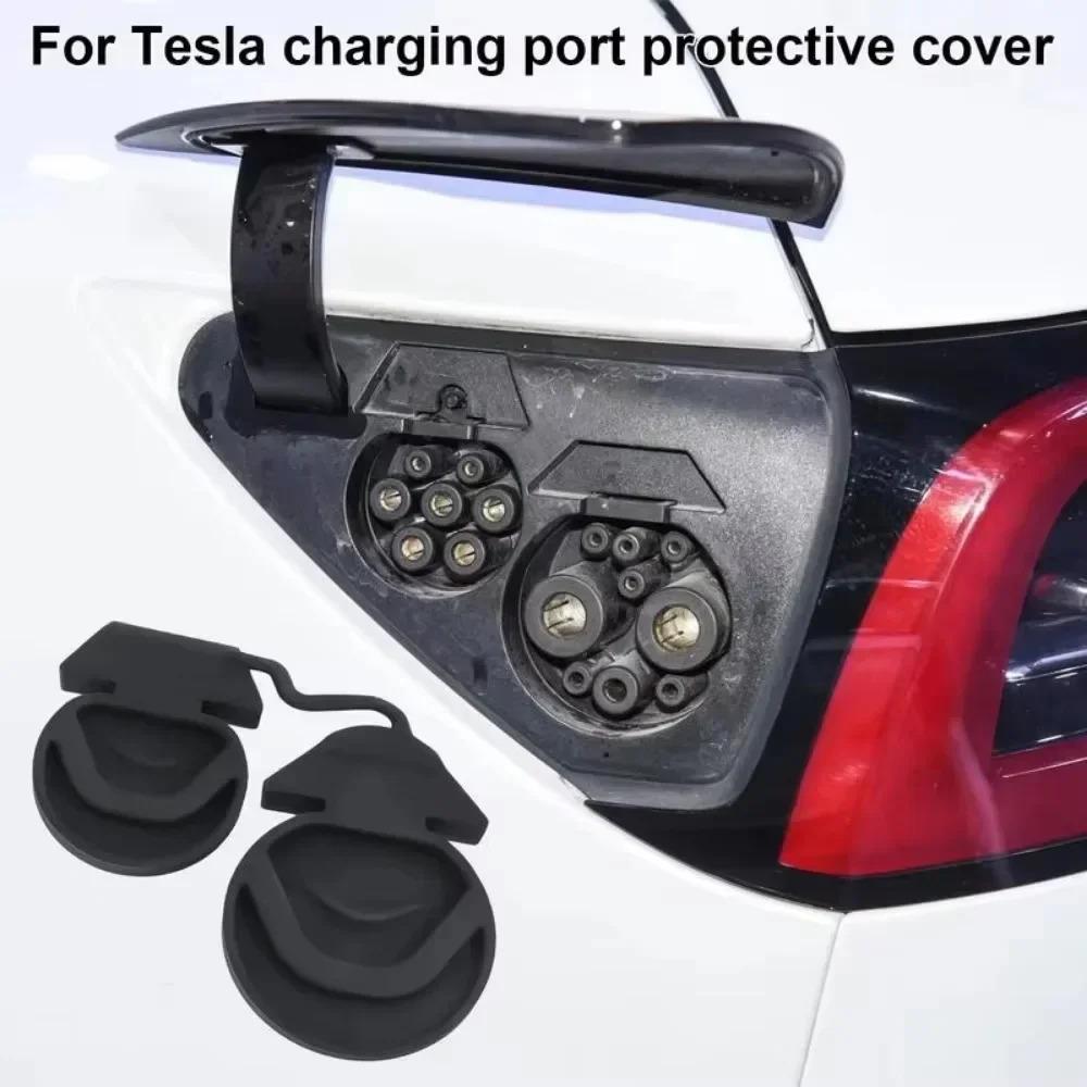 Vanntett ladeportdeksel for Tesla Model 3/Y Tilbehør 21-24 Silikonladerpluggbeskytter Regntett pute