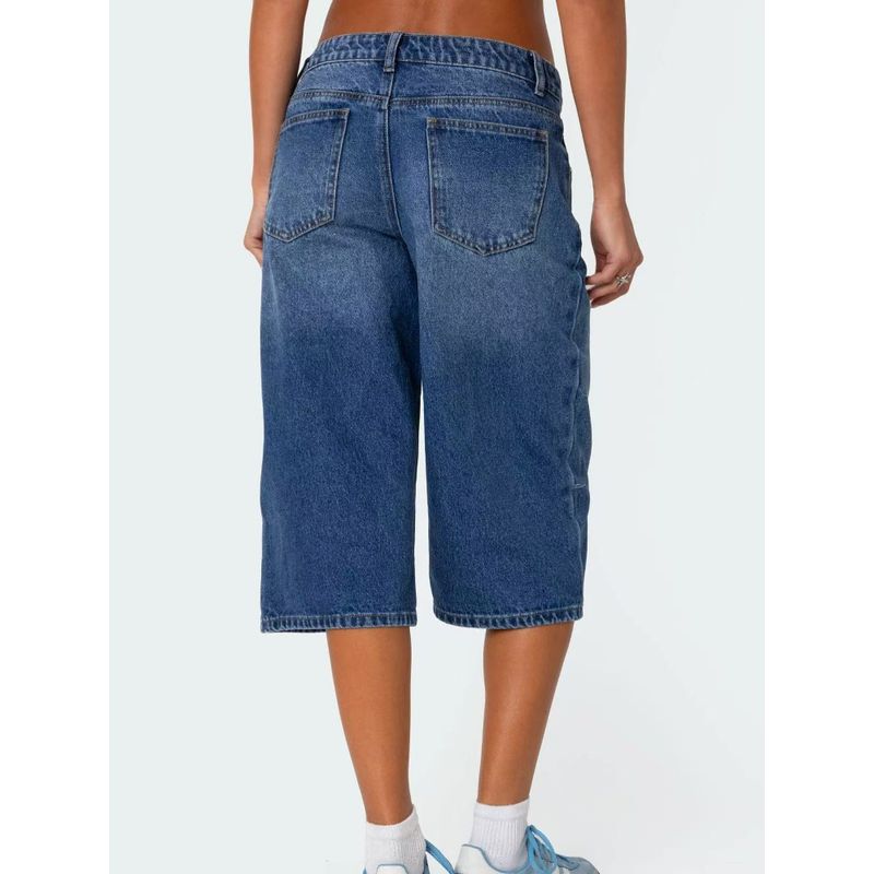 Edikted2025 Summer New Arrival Niche Style Long Pickling Denim Bermuda Shorts Loose Casual Slim Fit Slimming