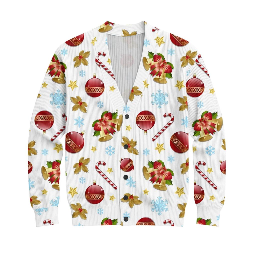 Herre Cardigan med lange ermer i ribbestrikk