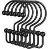 Amazer Black Shower Curtain Hooks, 12PCS Minimalist Simple Double Shower Curtain Rings, Rust-Resistant Metal Shower Hooks Shower Curtain Hangers,