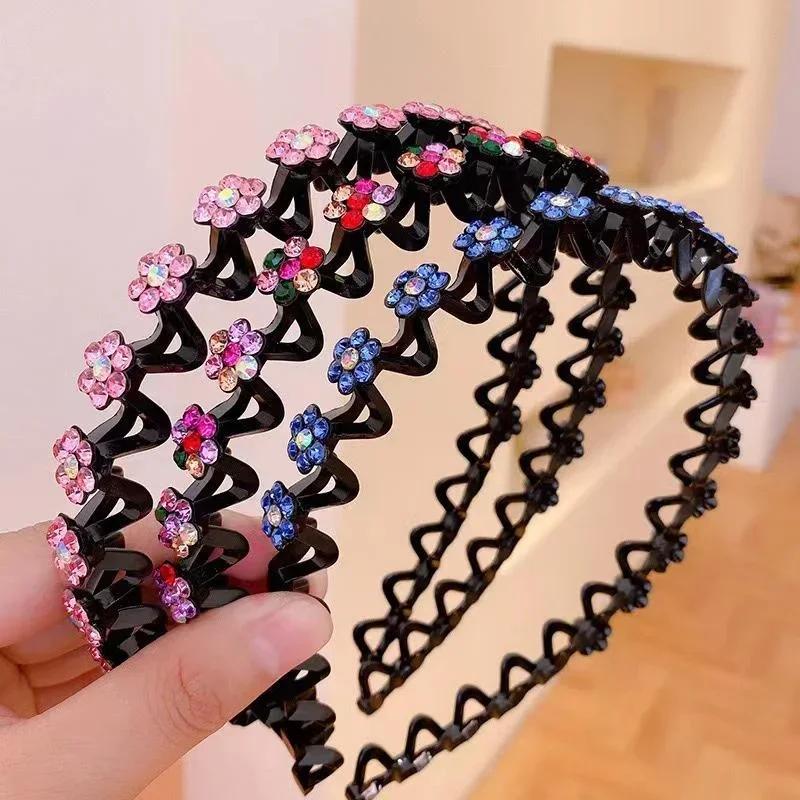New Fashionable Pearl Headband With Edging For Girls Hair Accessories With Anti Slip Rhinestones And Elastic Flower For Women