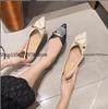 Fashion Flats Shoes Women Pointed Toe Soft Leather Black Beige Lady Fashion Flats Round Buckle Flat Sole Large Size 42 43 Loafers