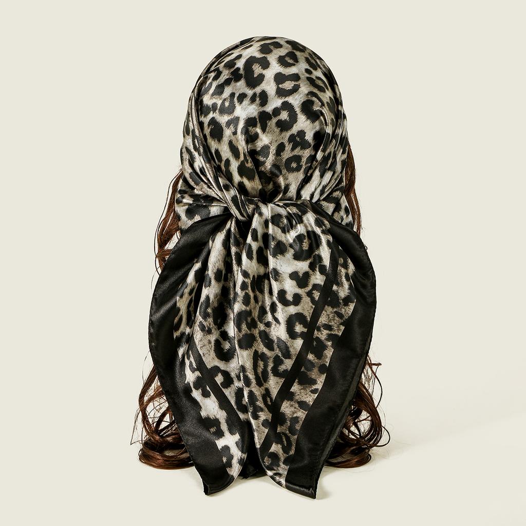 90*90cm Leopard Printed Square Scarf Women Luxury Designers Scarf Fashion Dot Headband Matte Satin Silk Hair Band Handkerchief