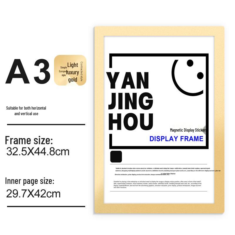 

Магнітна рамка для дисплея формату A4/A3 та тримач для наліпок для фотографій, вивісок, реклами, сертифікатів та бізнес-стін.