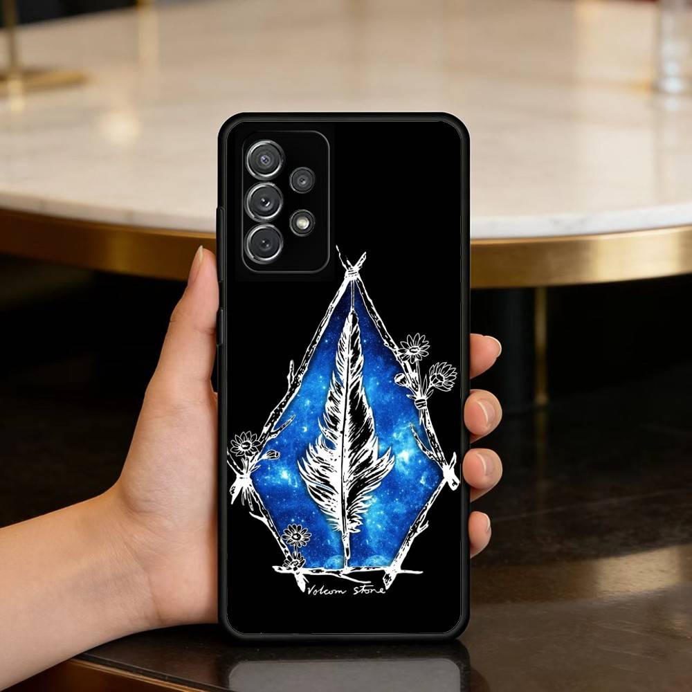 Luxury V-VOLCOMES Sport Style Phone Case For Samsung Galaxy A73,A72,A71,A70,A53,A52,A51,Soft Silicone Black Cover