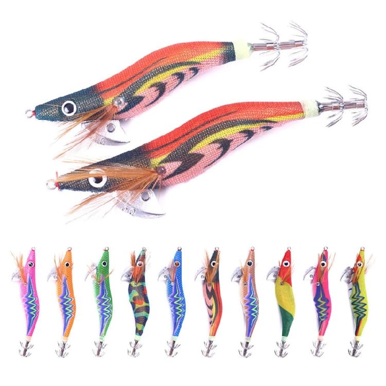 10Pcs/pack Saltwater and Freshwater Angling Shrimp Cuttlefish Jig Hook Squid Jig Fishing Lures Set with Shrimp Designs