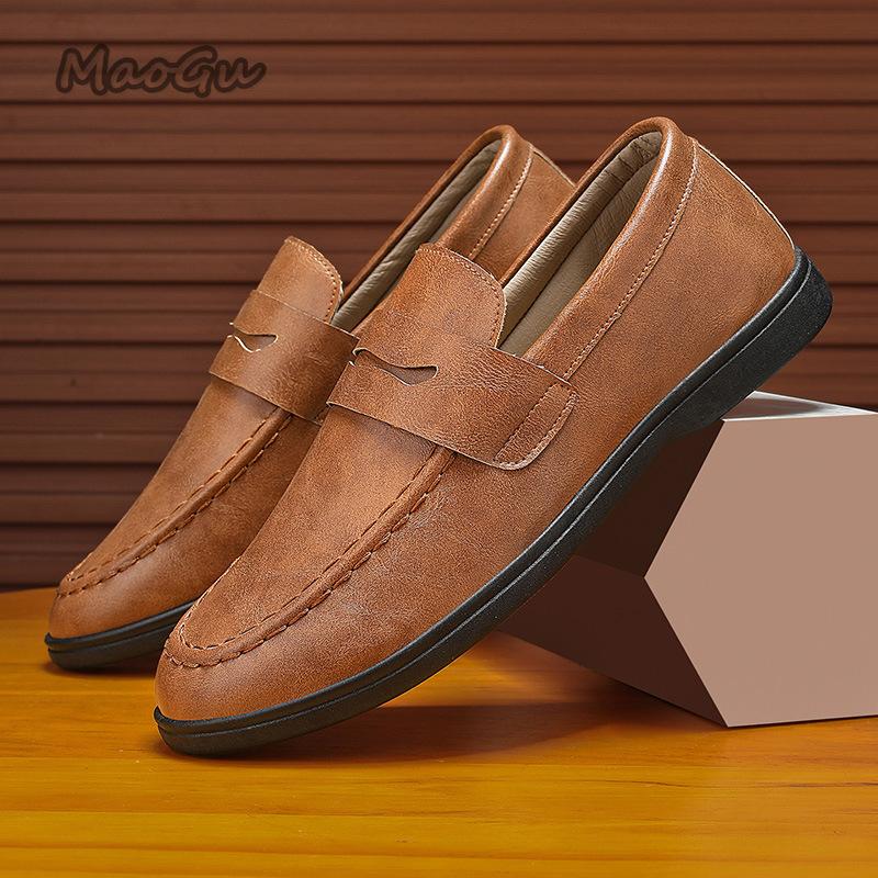 Autumn New Men's Leather Casual Shoes Soft PU Mens Slip-on Lightweight Comfortable Driving Loafers Zapatillas Hombre Size46