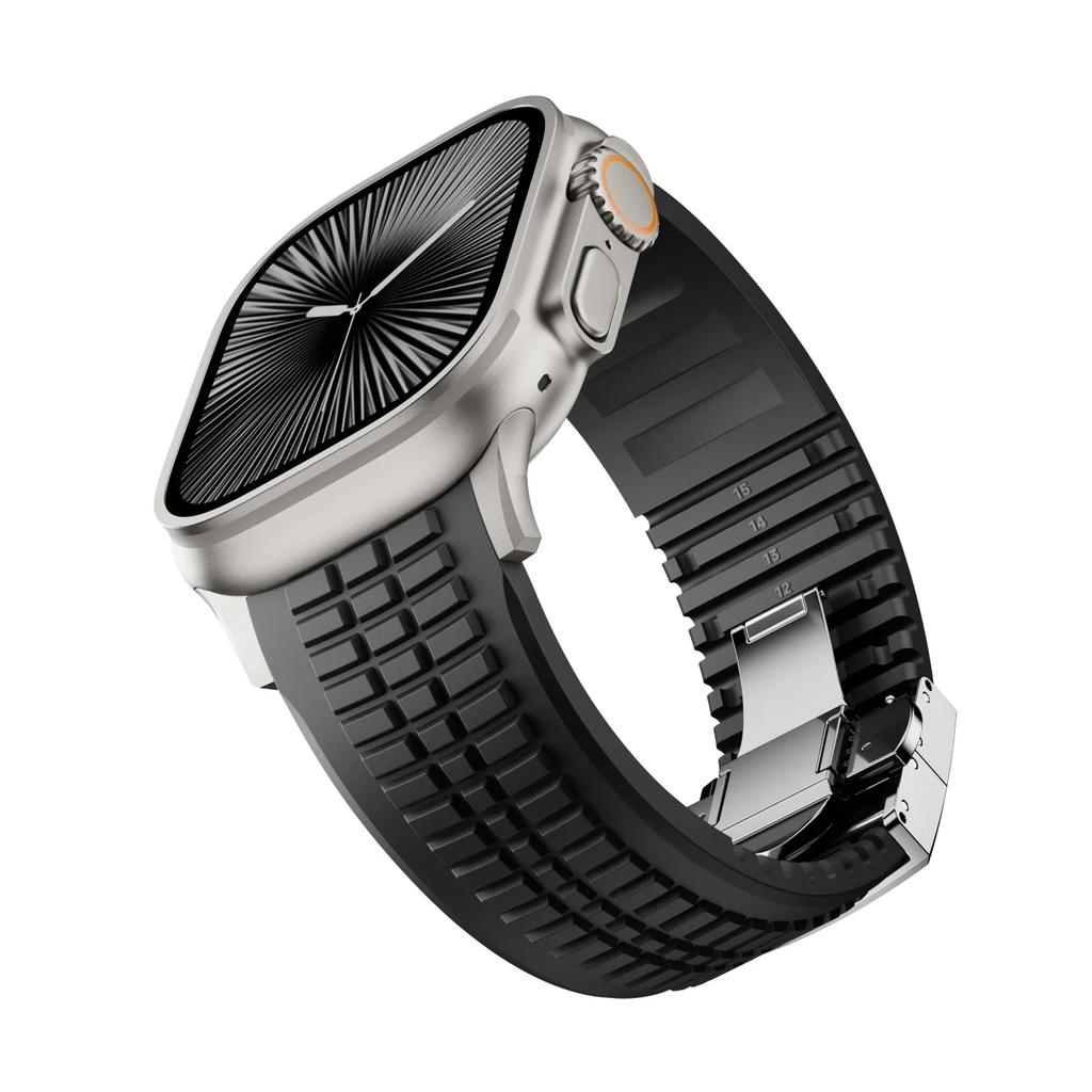 Gummiband für Apple Watch 46mm 45 44 42mm Sportarmband für Iwatch Ultra 3 2 49mm Serie 11 10 9 8 7 Se 6 5 Se3 Luxusarmband