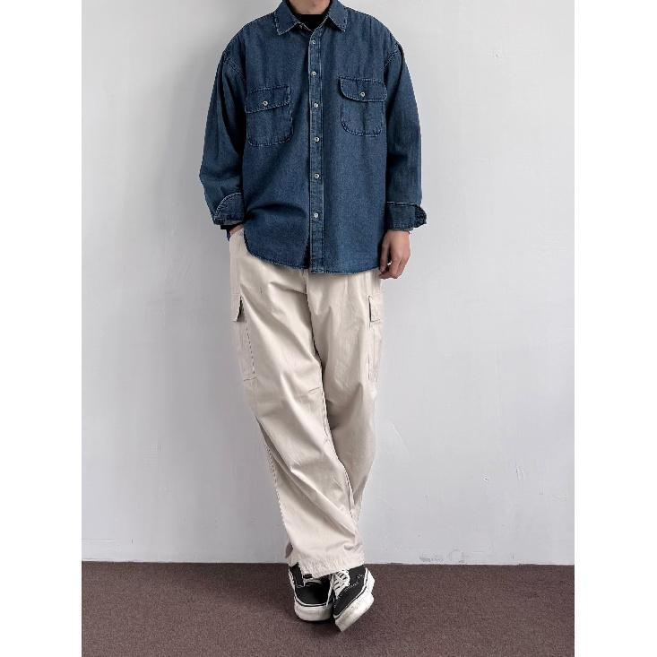 2024 Brief Langarmhemd Japanischer Hong Kong Stil Ins Loses Hemd Jungen Sommer Trendy Vielseitig Casual Mantel