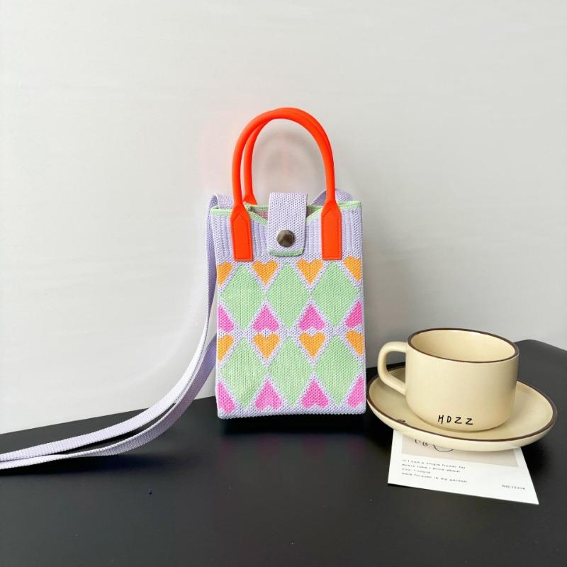 Mobile phone bag flower knitted bag niche versatile shoulder messenger bag trendy tote bag flower knitting