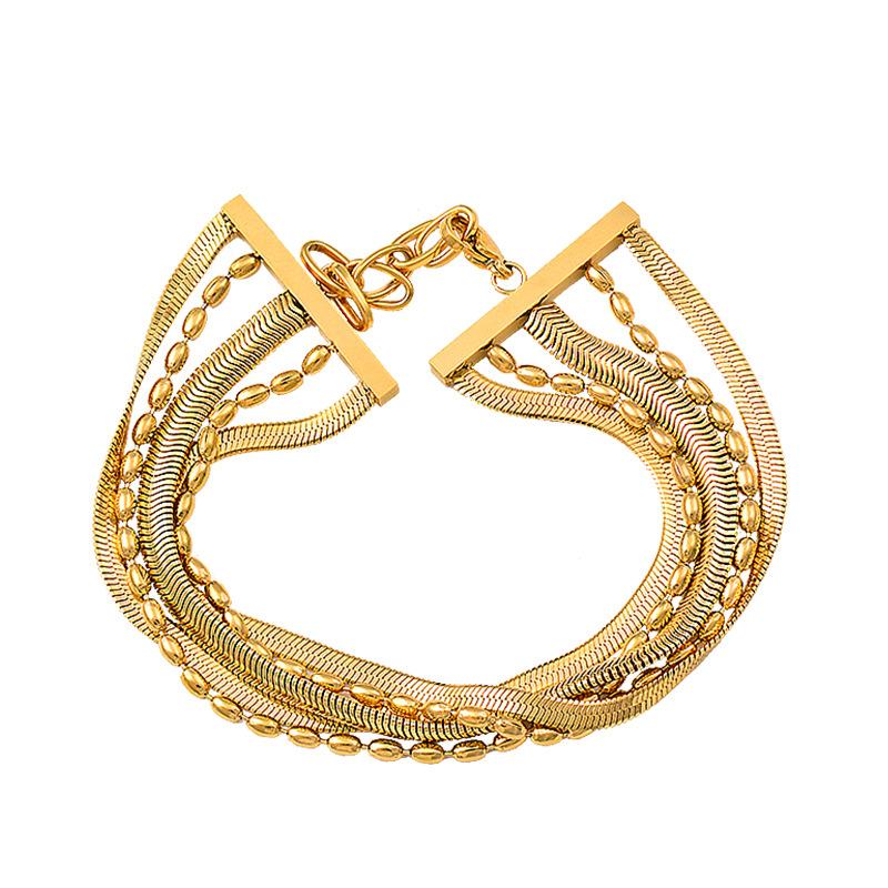 5-слойная широкая версия из титана и титановой стали, золотой браслет с переплетением