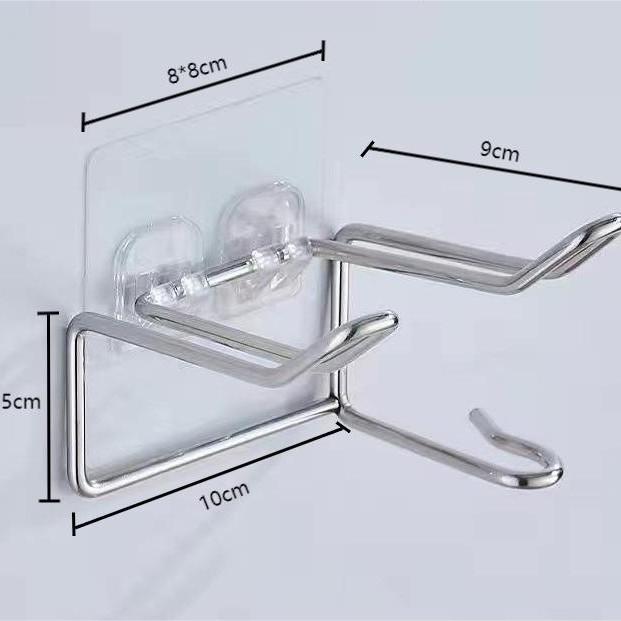 Stainless Steel Hair Dryer Holder Wall Mounted No Drill Bathroom Blower Storage Rack