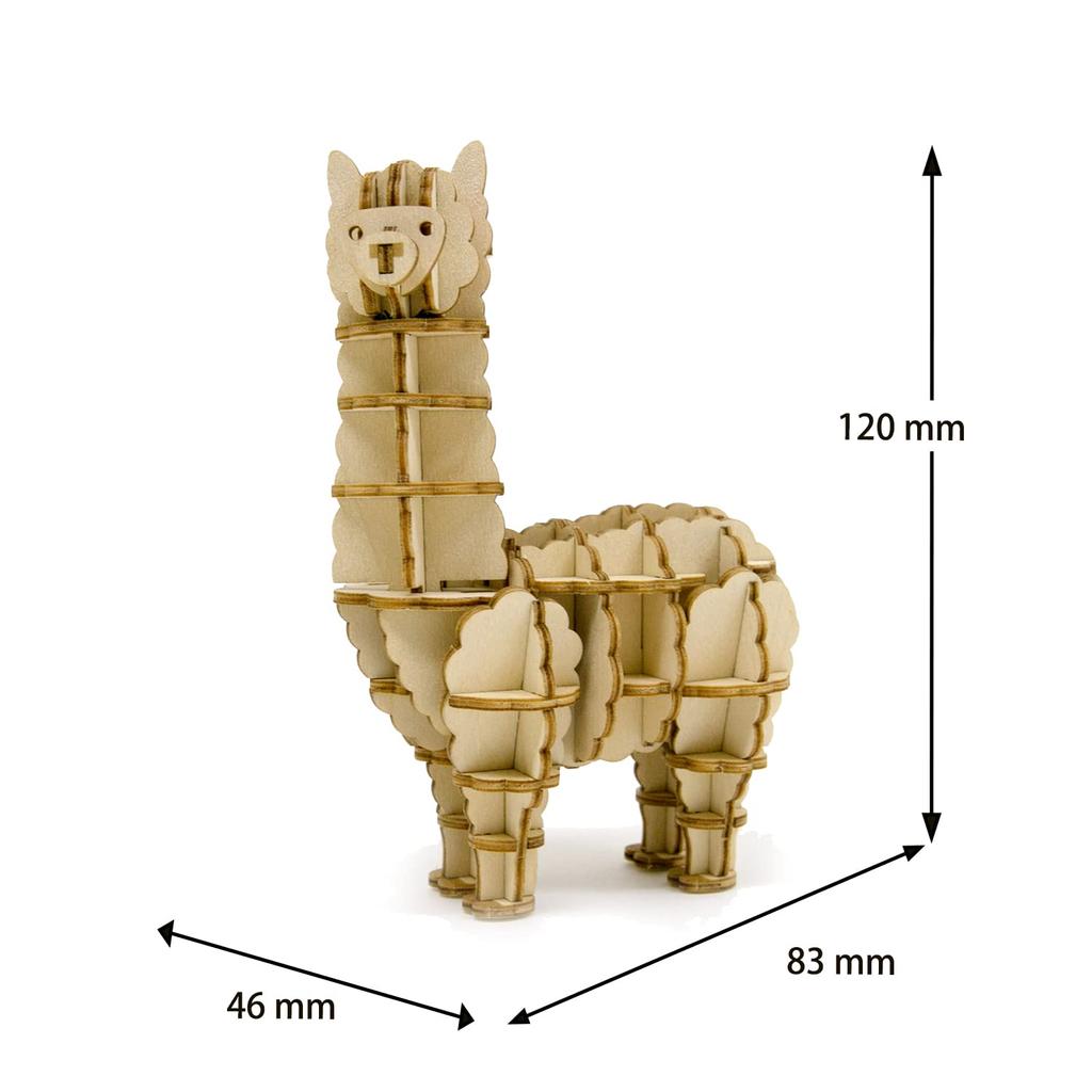 ki-gu-mi Alpaca - A 3D wooden puzzle and DIY craft kit for kids and adults alike - educational toy for boys and girls - a great 3D art piece and a