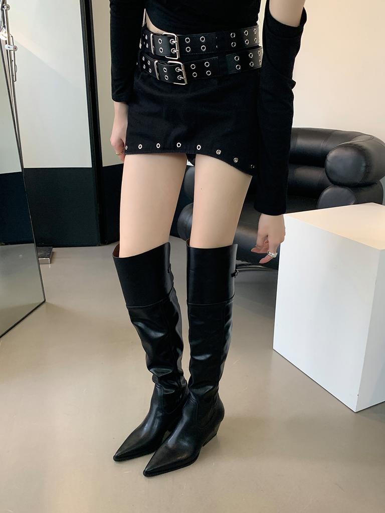 fashion Chelsea Boots For Woman Pointed Toe Patent Leather Ladies Party Pumps 2024 New Arrivals Fashion Slip On Western Botas Winter