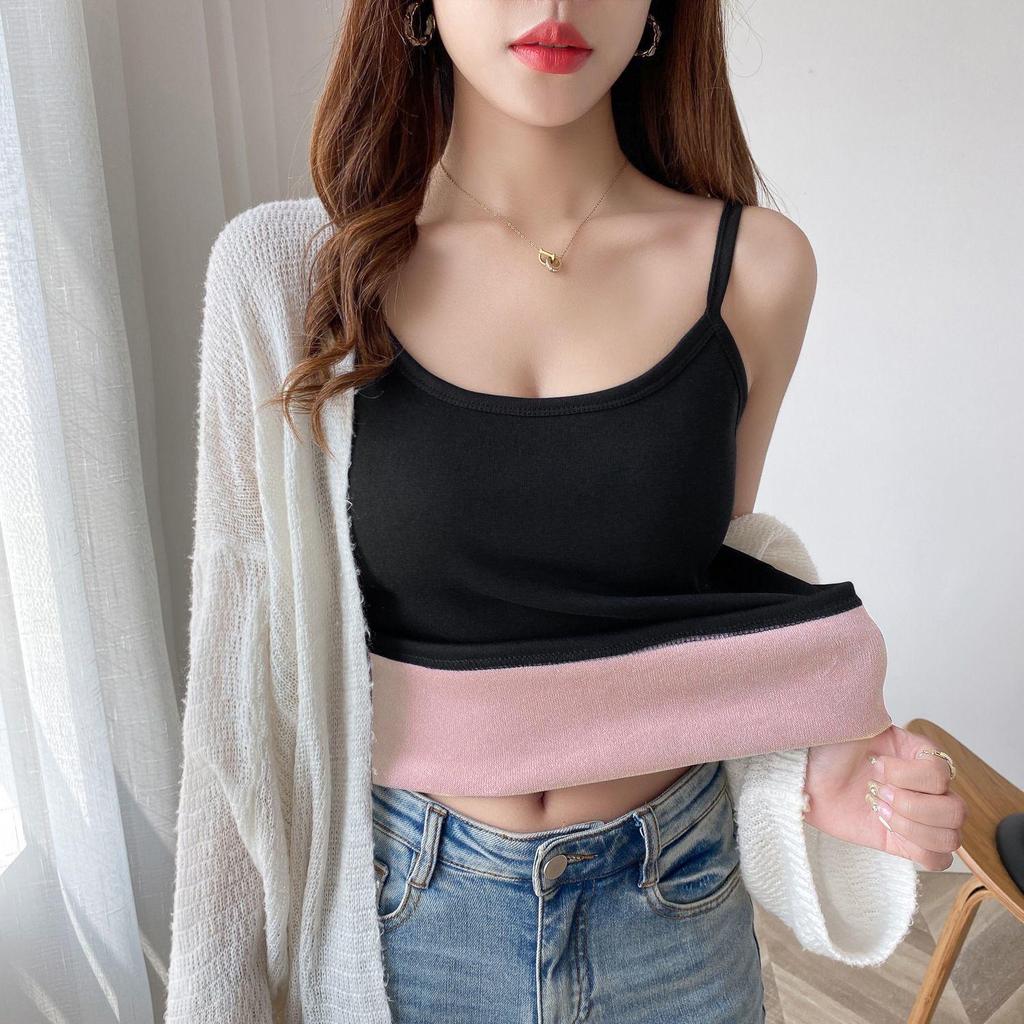 Women's Plus Velvet Warm Winter Camisole Vest Sleeveless Cold-Proof Base Layer
