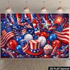 5D Flat Independence Day-themed Banner Background Star-Spangled Theme Including American Flag Striped Windmill