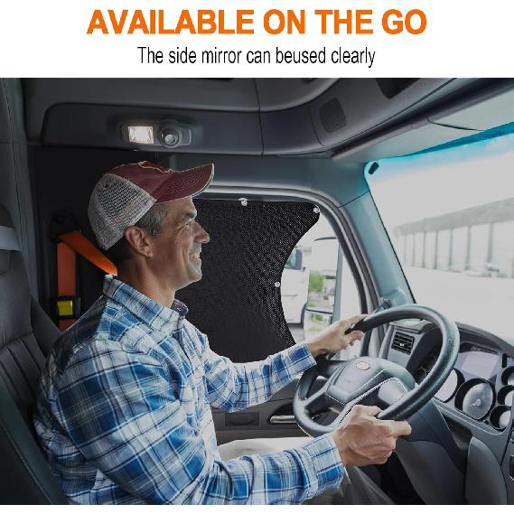 Side Window Sun Shade For Semi Truck - Large Size (24"X22") - Ized For Freightliner Volvo VNL International Trucks - Semi Truck Accessories - UV