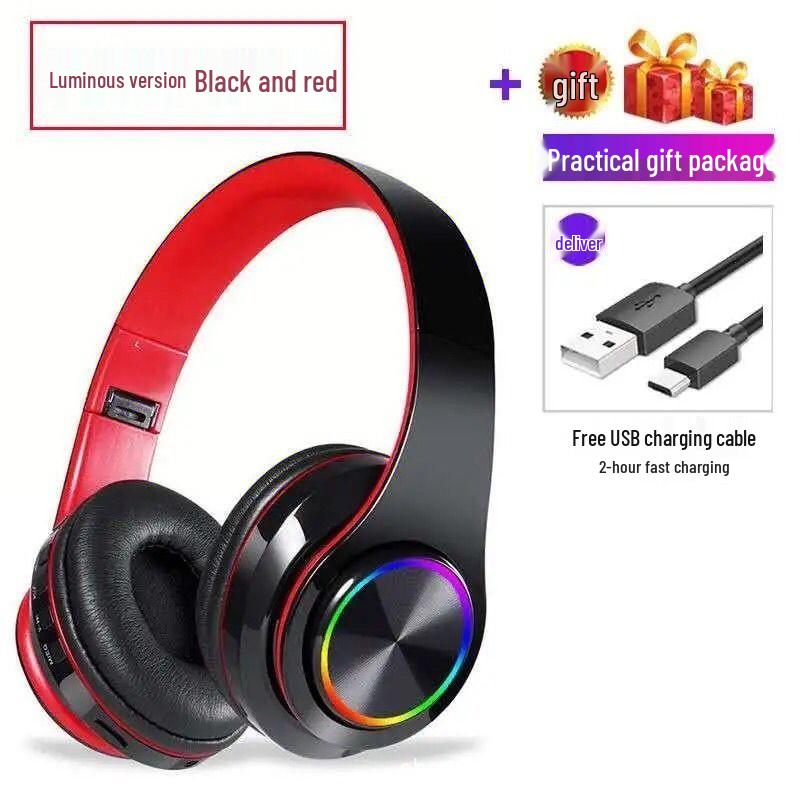 Luminous Bluetooth Head-mounted Heavy Bass Wireless Sports Gaming Headset