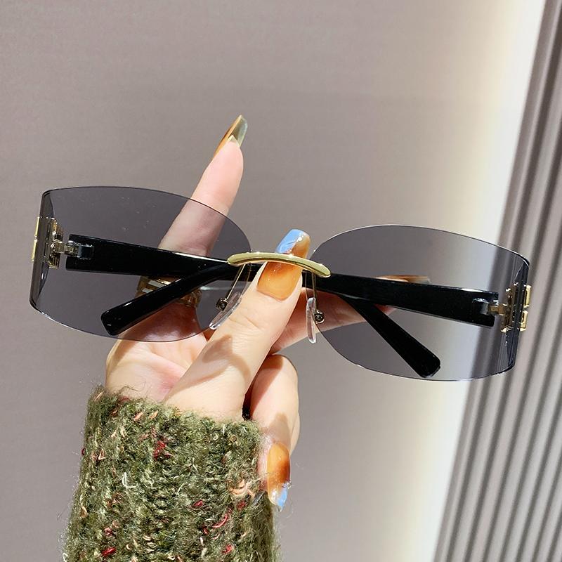New Frameless Uv Sunglasses High-end Trendy Glasses Personalized Retro Sunglasses 90301