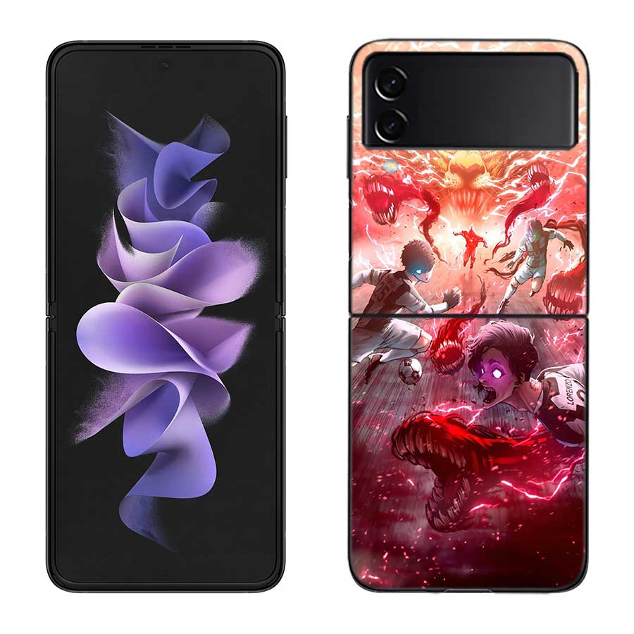 

Blue Lock Anime Phone Case For Samsung Z Flip 7 6 5G Galaxy Z Flip 5 4 3 Black Hard Cell Cover Luxury PC Shell Coque Samsung Z Flip 3 5G