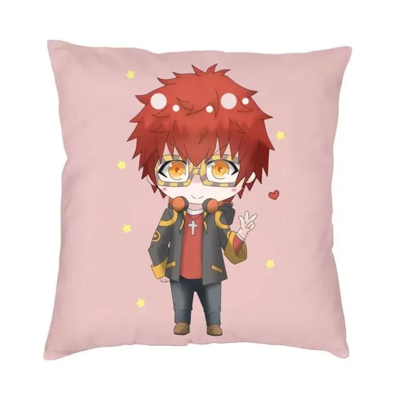Mystic Messenger 707 Chibi Cushion Covers Polyester Anime Game Throw Pillow Case for Sofa Car Square Pillowcase Home Decorative