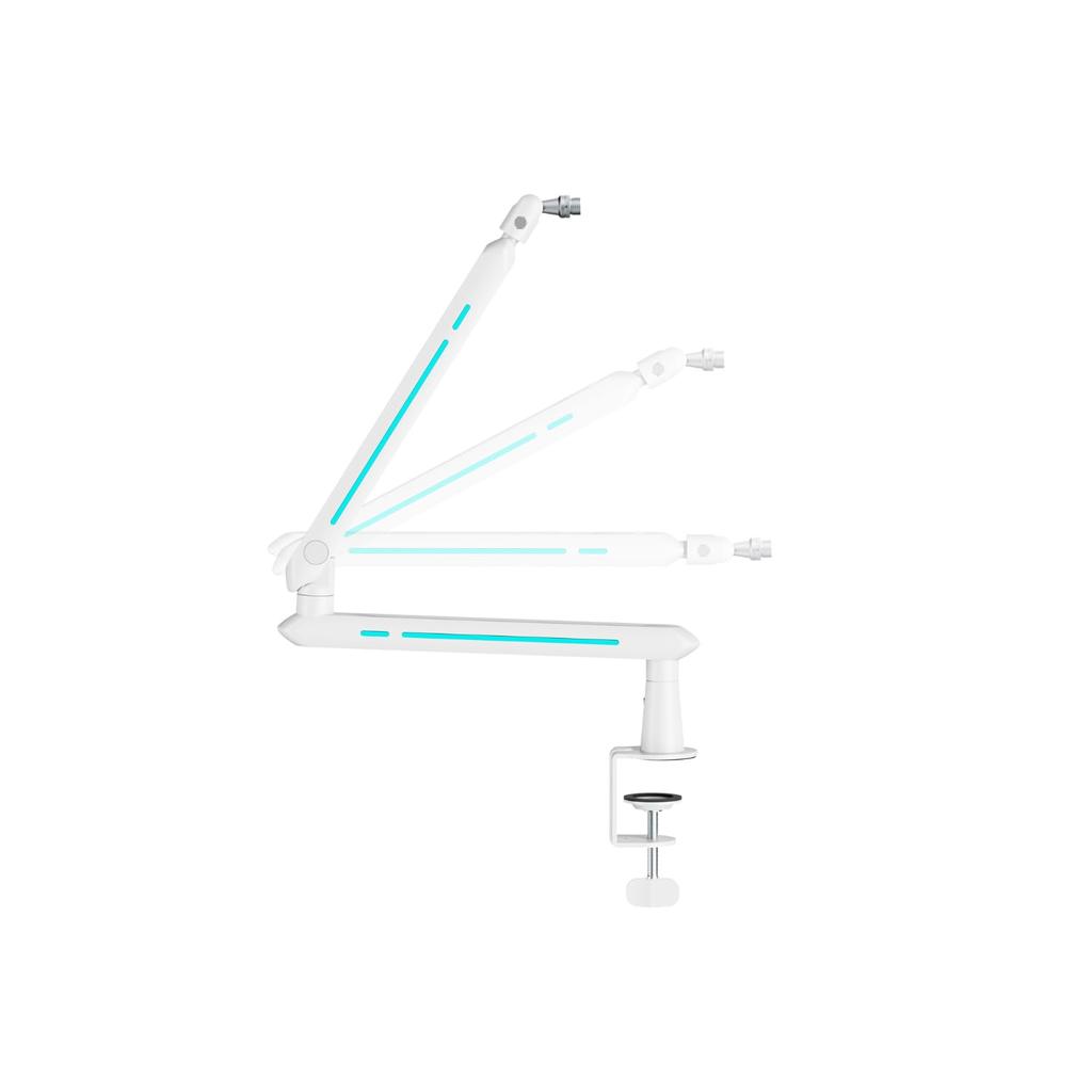 Alterzone ALZ-M5 White/Turquoise Blue Microphone Arm/Stand for Condenser, Dynamic, and Gaming Microphones, Space-Saving Design, 2kg Load Capacity, Inc
