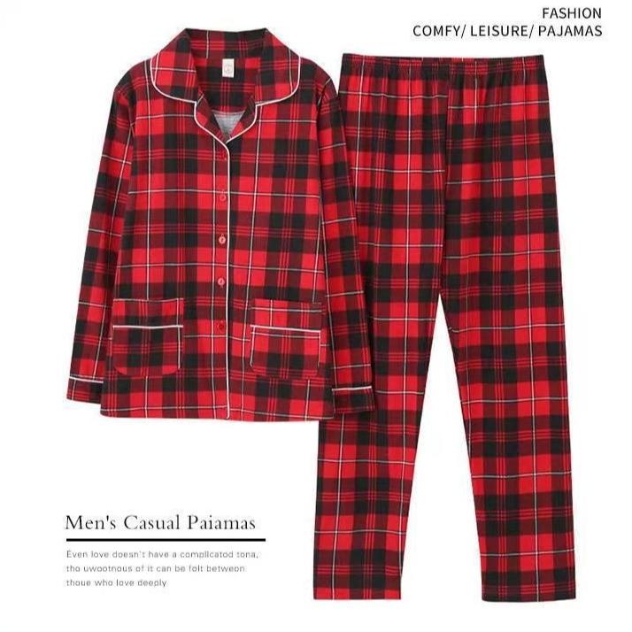 Women's Pajamas Red Plaid Long-sleeved Spring Autumn Winter Homewear Suit