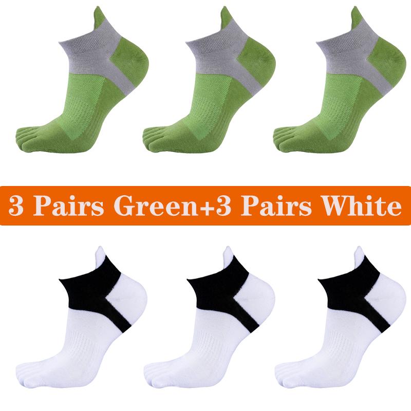 6 Pairs Toe Socks Men Cotton Striped Ankle Socks Sport Breathable Mesh Shaping Anti Friction No Show Short Sock With Five Finger
