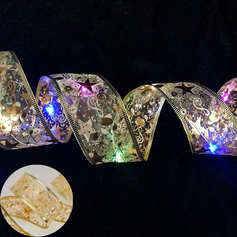 Xiaomi New Year 2026 Fairy Lights Christmas Decoration LED Ribbon Christmas Tree Ornaments for Home DIY Bows Light String Navidad 2025