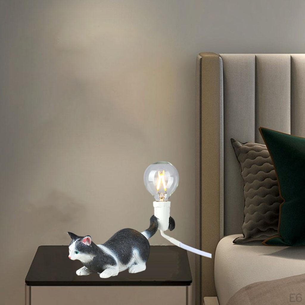 Artificial Cat Shaped Bedside Table Wall Lamp Desk Night light house Decoration Housewarming Gift