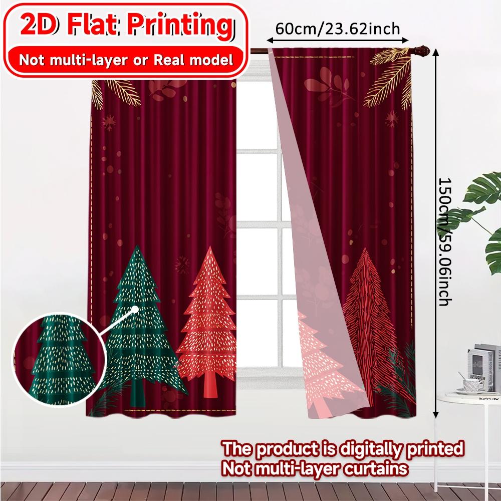 2D Flachdruck  2 Stück FestiveForest Beliebte Zeitgenössische Vorhänge Halbtransparente Vorhänge Dekorationen Verwendung für Zimmer   Küche   Arbeitszimmer