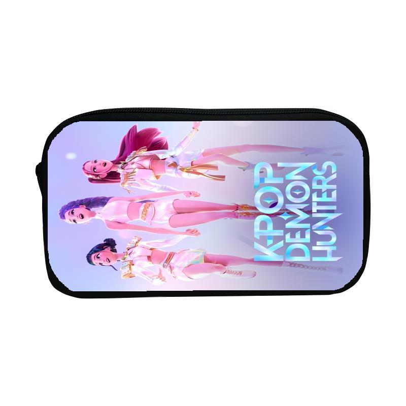 1 Piece Boy Girl Retro Large Capacity Pencil Pouch Kpop Demon Hunters Zipper Pencil Case School Stationery Storage Bag