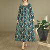 Long sleeve plus size cotton vintage floral new in dresses for women casual loose spring autumn dress
