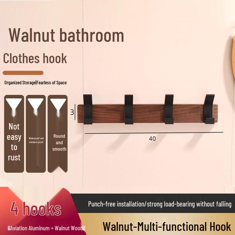 Homeglen Black Walnut Wall-Mounted Coat Hook