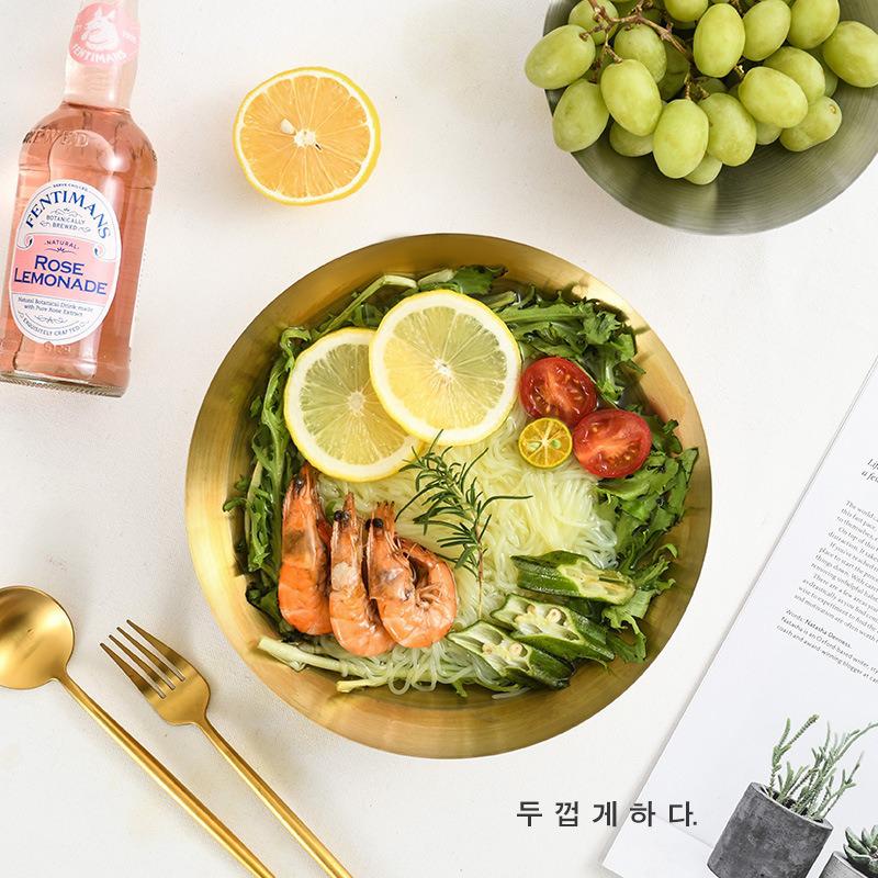 Koreansk Stil Guld Rostfritt Stål Bibimbap Salladsskål