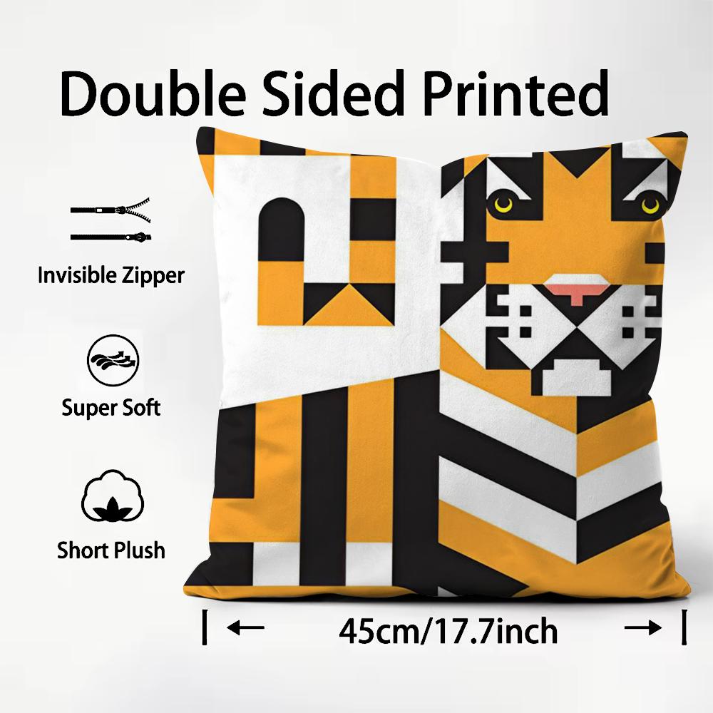 Simple Animal Anime Art Cushion Cover Plush Fabric Soft DoubleSided Printed Sofa Warm Winter Home Child Gift Pillow Case