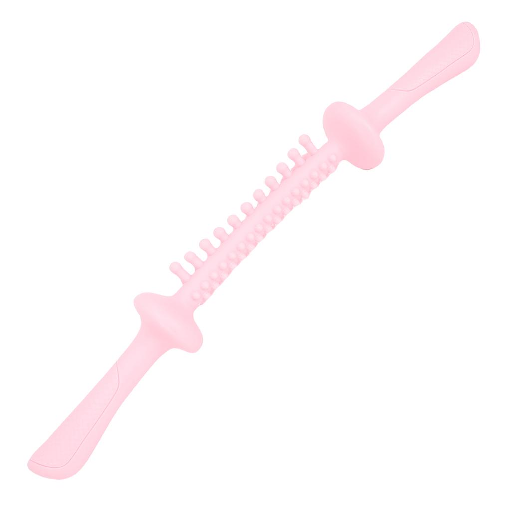 Bendable Muscle Stick Soft TPR Non Slip Long Handle Roller Massage Stick for Legs Arms Pink