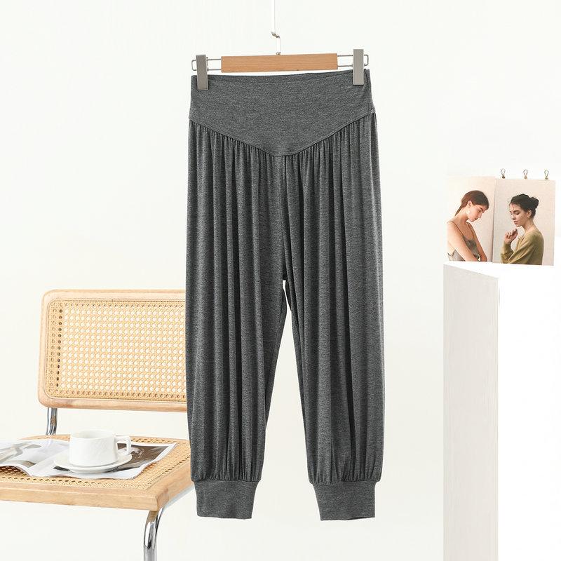 

Женские капри, летние, модальные, легкие, свободного кроя, повседневная одежда для дома, штаны для йоги с эластичными манжетами, спортивная верхняя одежда 2XL темно-серого