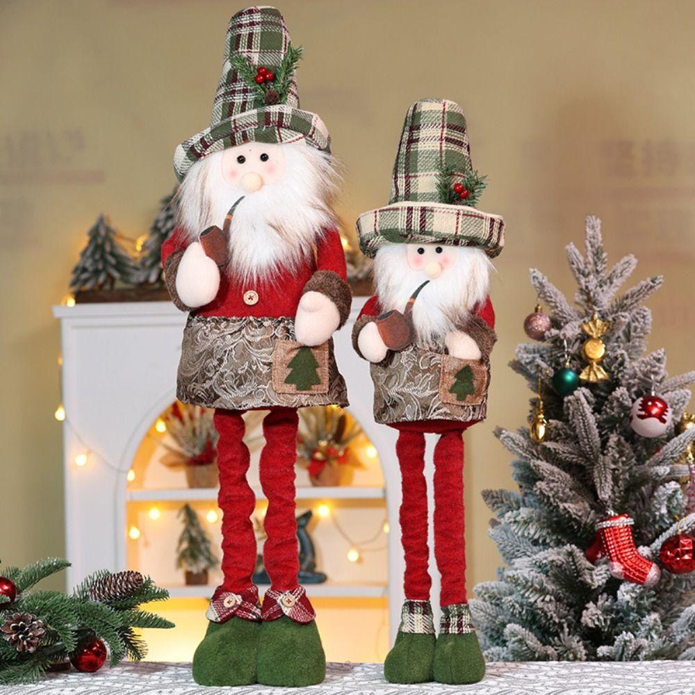 New Christmas Snowman Telescopic Doll Santa Claus Window Scene Christmas Decoration Knitted Elk Doll Merry Christma Gift