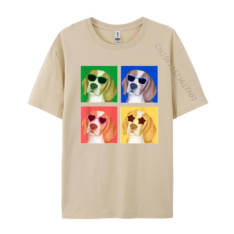 Cute Beagle Dog Colorful Retro TShirt New Coming Custom T Shirts Cotton Tees For Men 3D Printed Tight