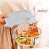 ZISIZ Round Glass Lunch Box with Two Compartments
