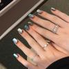 Brown and blue ins wind glass beads cat's eye pure hand-worn nail whitening advanced simple nail art patch fake nails