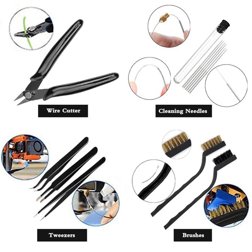 62pcs 3D Printer Tool Kit Trimming Knife Scraper Pliers Deburring Kit Post-Processing Supplies Complete Drilling Deburring Tool