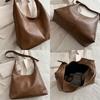 Large Capacity Commuter Retro Solid Color Simple Texture Tote Single Shoulder Underarm Bag for Women.zwq