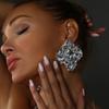 Fashion Square Crystal Ear Clips Earrings No Pierced Jewelry Free Shipping Exaggerated Rhinestone Earrings Clip for Women
